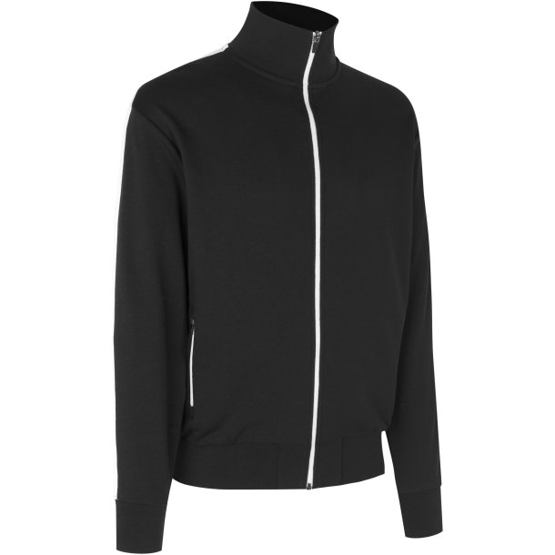 ID 0626 Sweat cardigan  kontrast Sort