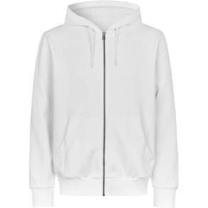 ID 6012 Hoodie �kologisk zip Hvid