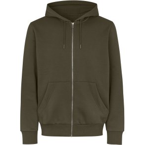 ID 6012 Hoodie �kologisk zip Oliven