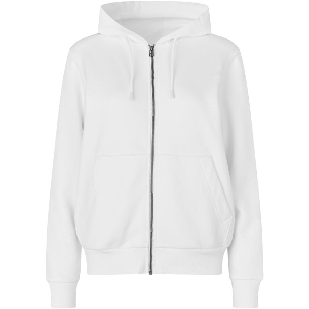 ID 6013 Hoodie �kologisk zip dame Hvid