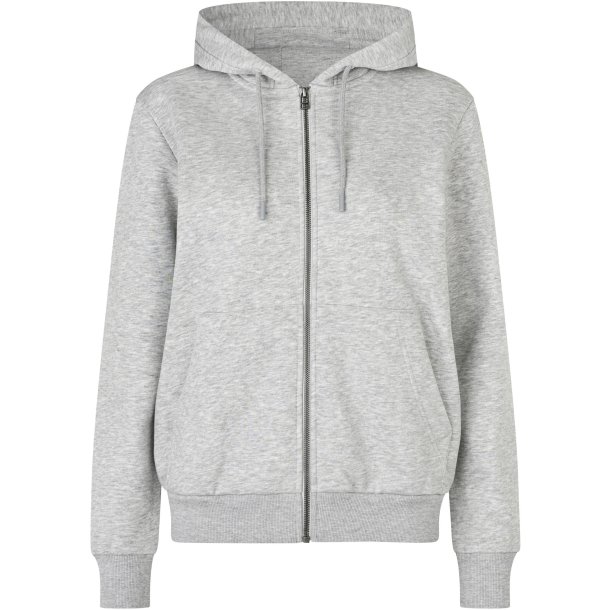 ID 6013 Hoodie �kologisk zip dame Lys gr� melange
