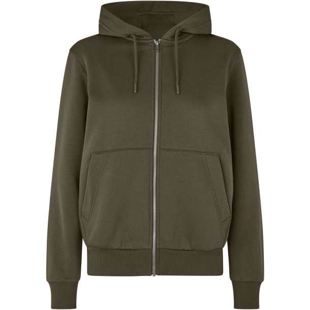 ID 6013 Hoodie �kologisk zip dame Oliven