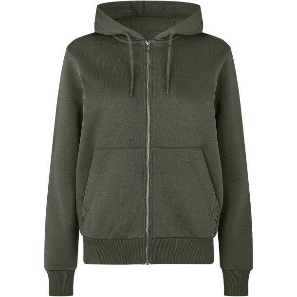 ID 6013 Hoodie �kologisk lynl�s dame Skovgr�n