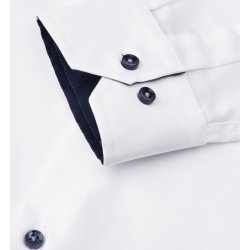 ID S371 SEVEN SEAS Fine Twill Contrast  slim Hvid