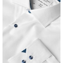 ID S371 SEVEN SEAS Fine Twill Contrast  slim Hvid