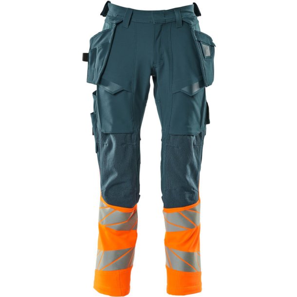 MASCOT Bukser med hngelommer Mrk Petroleum/Hi-Vis Orange 19131-711-4414