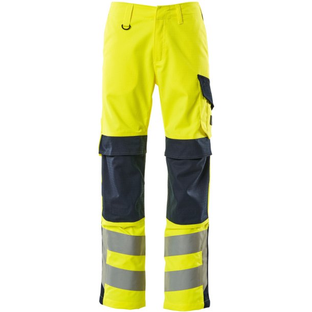 MASCOT Bukser med knlommer Hi-Vis Gul/Mrk Marine 13879-216-17010