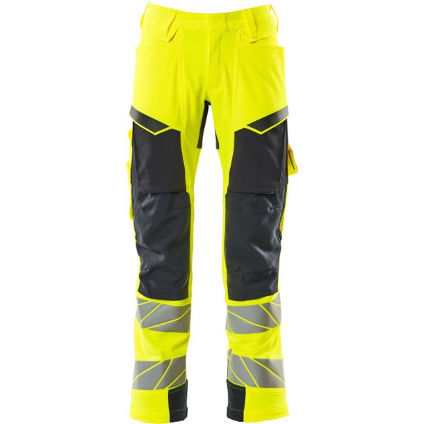 MASCOT Bukser med knlommer Hi-Vis Gul/Mrk Marine 19079-511-17010