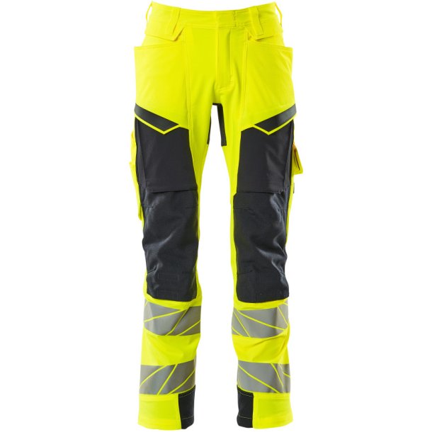 MASCOT Bukser med knlommer Hi-Vis Gul/Mrk Marine 19279-510-17010