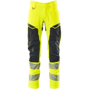 MASCOT Bukser med knlommer Hi-Vis Gul/Mrk Marine 19479-711-17010