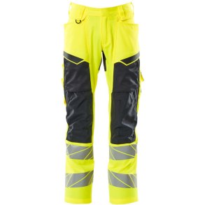 MASCOT® Bukser med knlommer Hi-Vis Gul/Mrk Marine 19579-236-17010