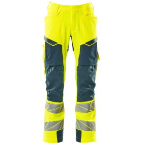 MASCOT® Bukser med knlommer Hi-Vis Gul/Mrk Petroleum 19079-511-1744