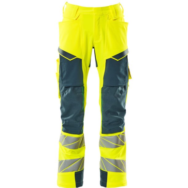 MASCOT Bukser med knlommer Hi-Vis Gul/Mrk Petroleum 19079-511-1744