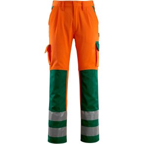 MASCOT® Bukser med knlommer Hi-Vis Orange/Grn 07179-860-1403
