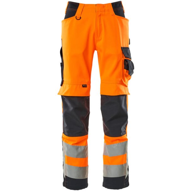 MASCOT Bukser med knlommer Hi-Vis Orange/Mrk Marine 15579-860-14010