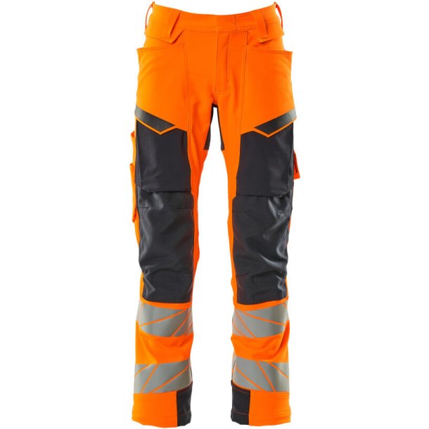 MASCOT Bukser med knlommer Hi-Vis Orange/Mrk Marine 19079-511-14010