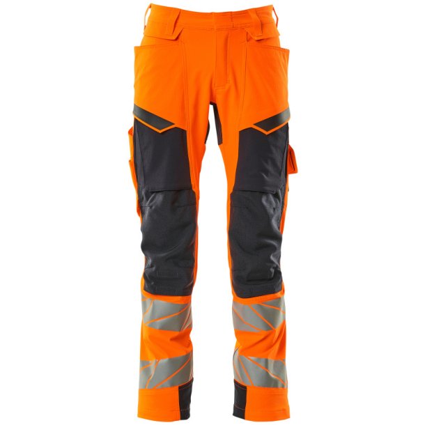 MASCOT Bukser med knlommer Hi-Vis Orange/Mrk Marine 19279-510-14010