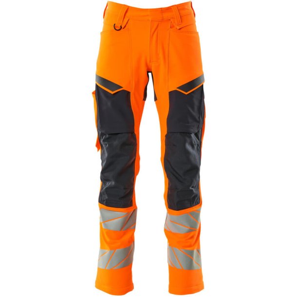 MASCOT Bukser med knlommer Hi-Vis Orange/Mrk Marine 19479-711-14010