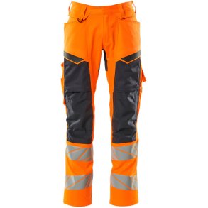 MASCOT® Bukser med knlommer Hi-Vis Orange/Mrk Marine 19579-236-14010