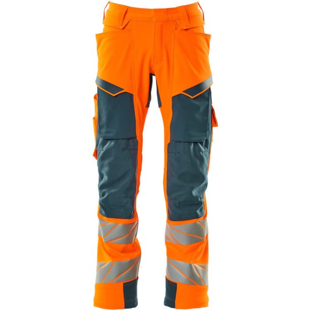 MASCOT Bukser med knlommer Hi-Vis Orange/Mrk Petroleum 19079-511-1444