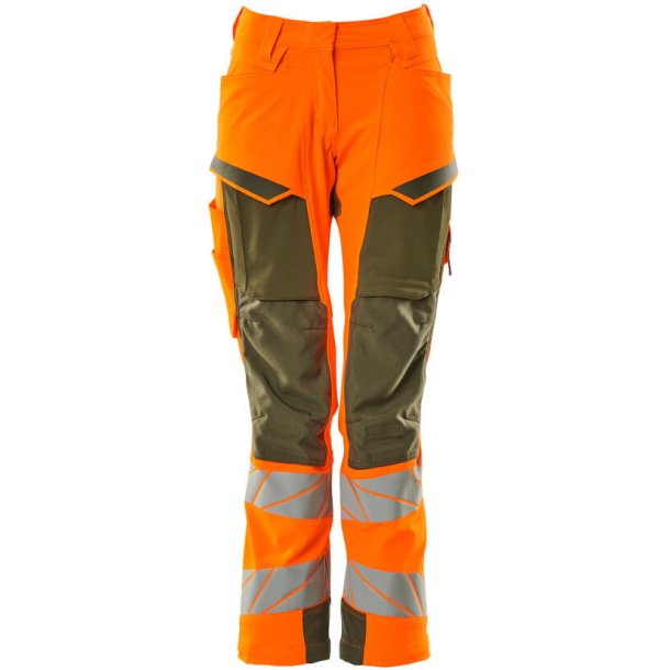 MASCOT Bukser med knlommer Hi-Vis Orange/Mosgrn 19078-511-1433