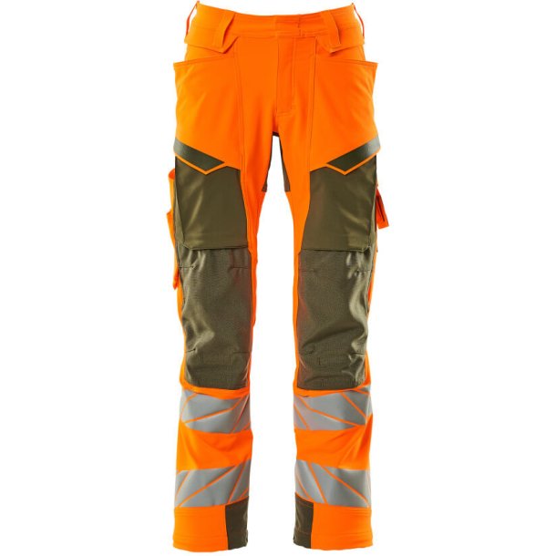 MASCOT Bukser med knlommer Hi-Vis Orange/Mosgrn 19079-511-1433