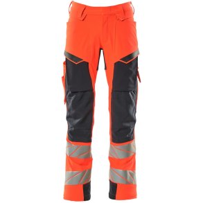 MASCOT® Bukser med knlommer Hi-Vis Rd/Mrk Marine 19079-511-22210