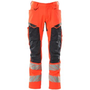 MASCOT® Bukser med knlommer Hi-Vis Rd/Mrk Marine 19579-236-22210
