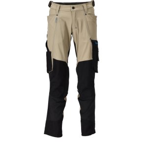MASCOT® Bukser med knlommer Lys Kaki/Sort 23179-311-5509
