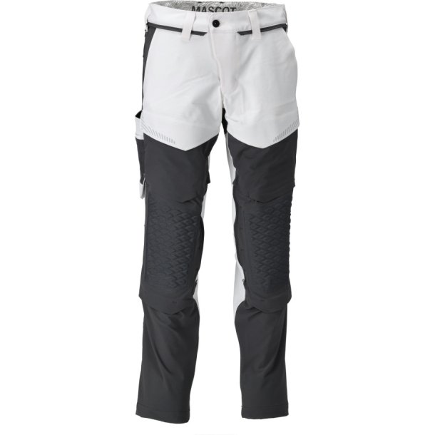 MASCOT&reg; Bukser med knlommer Hvid/Stengr 22079-605-0689