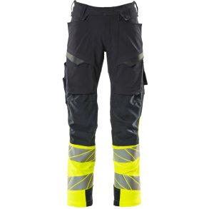 MASCOT® Bukser med knlommer Mrk Marine/Hi-Vis Gul 19179-511-01017