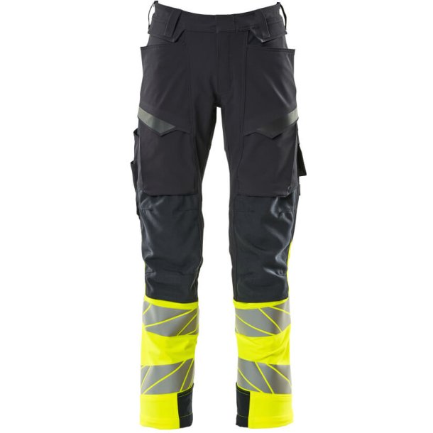 MASCOT Bukser med knlommer Mrk Marine/Hi-Vis Gul 19179-511-01017