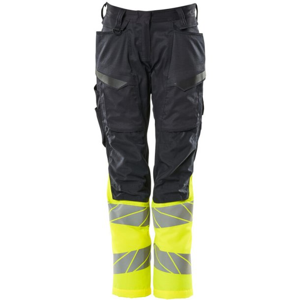 MASCOT&reg; Bukser med knlommer Mrk Marine/Hi-Vis Gul 19678-236-01017