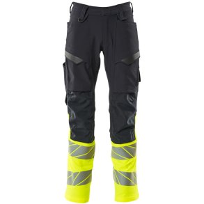MASCOT® Bukser med knlommer Mrk Marine/Hi-Vis Gul 19879-711-01017