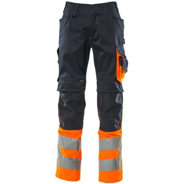 MASCOT&reg; Bukser med knlommer Mrk Marine/Hi-Vis Orange 15679-860-01014