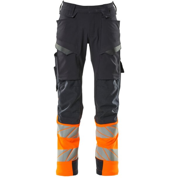 MASCOT Bukser med knlommer Mrk Marine/Hi-Vis Orange 19179-511-01014