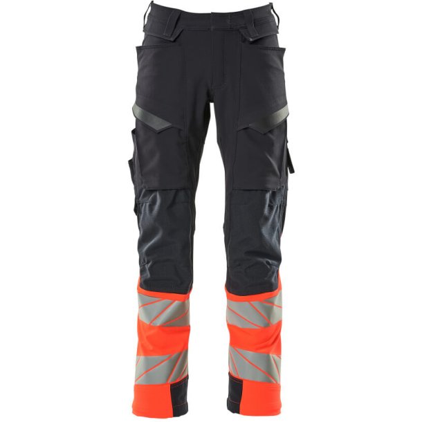 MASCOT Bukser med knlommer Mrk Marine/Hi-Vis Rd 19179-511-10222