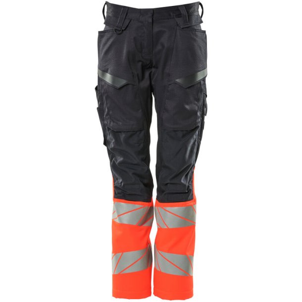 MASCOT&reg; Bukser med knlommer Mrk Marine/Hi-Vis Rd 19678-236-10222