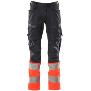MASCOT® Bukser med knlommer Mrk Marine/Hi-Vis Rd 19679-236-10222