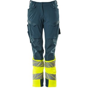 MASCOT® Bukser med knlommer Mrk Petroleum/Hi-Vis Gul 19178-511-4417