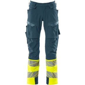MASCOT® Bukser med knlommer Mrk Petroleum/Hi-Vis Gul 19179-511-4417