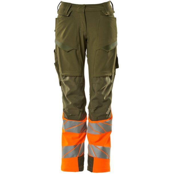 MASCOT Bukser med knlommer Mosgrn/Hi-Vis Orange 19178-511-3314