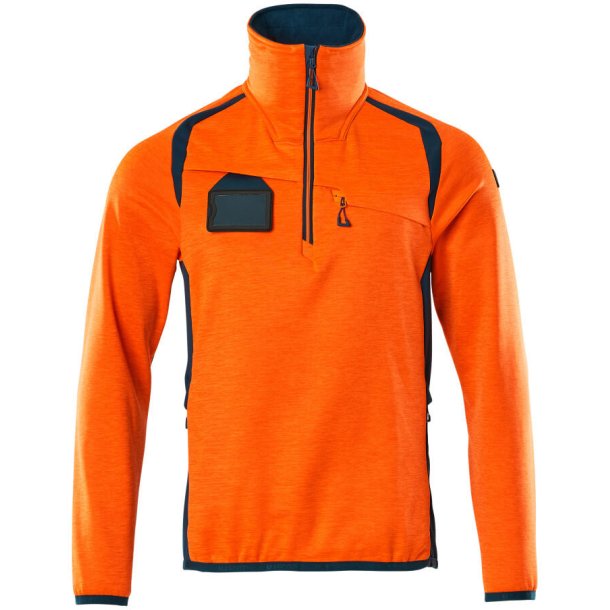 MASCOT&reg; Fleecetrje med kort lynls Hi-Vis Orange/Mrk Petroleum 19303-316-1444