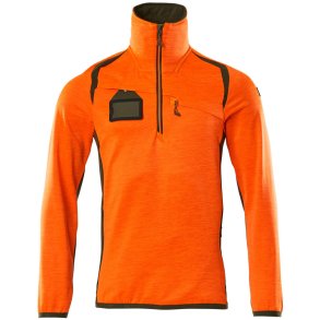 MASCOT® Fleecetrje med kort lynls Hi-Vis Orange/Mosgrn 19303-316-1433