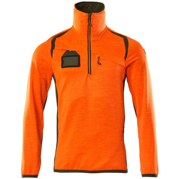 MASCOT Fleecetrje med kort lynls Hi-Vis Orange/Mosgrn 19303-316-1433