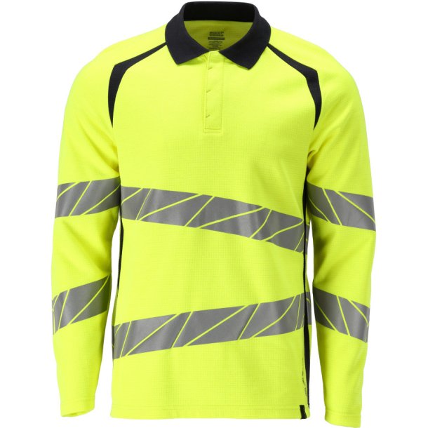 MASCOT Poloshirt, langrmet Hi-Vis Gul/Mrk Marine 21383-327-17010