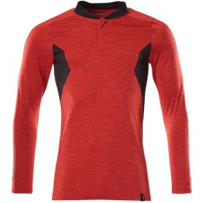 MASCOT® Poloshirt, langrmet Signalrd-Meleret/Sort 18081-810-20209