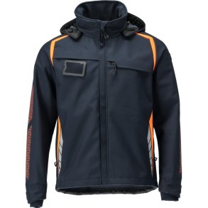 MASCOT® Softshell jakke med htte Mrk Marine/Hi-Vis Orange 23002-246-01014