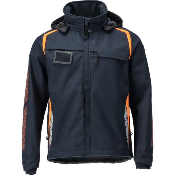 MASCOT Softshell jakke med htte Mrk Marine/Hi-Vis Orange 23002-246-01014