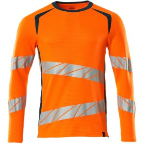 MASCOT® T-shirt, langrmet Hi-Vis Orange/Mrk Petroleum 19081-771-1444